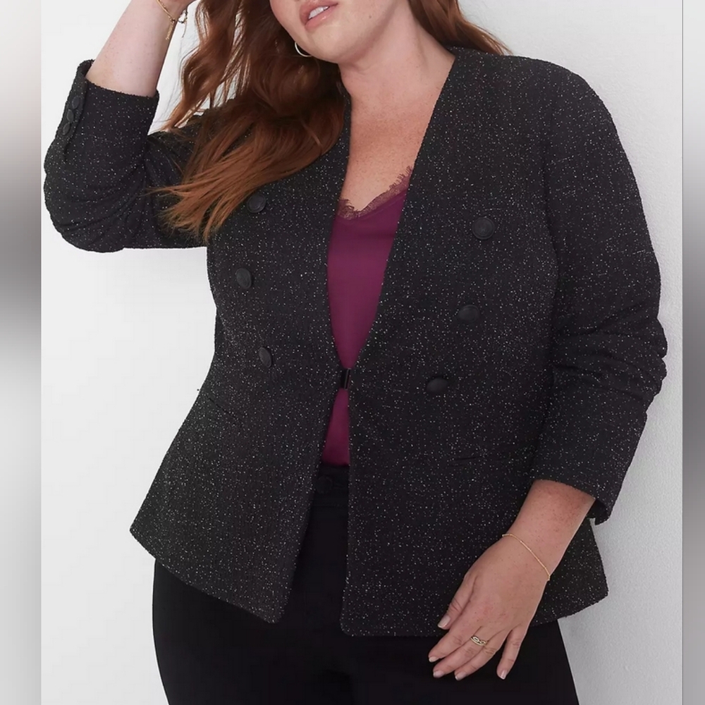 18 Lane Bryant Shimmery Black Schoolboy Blazer